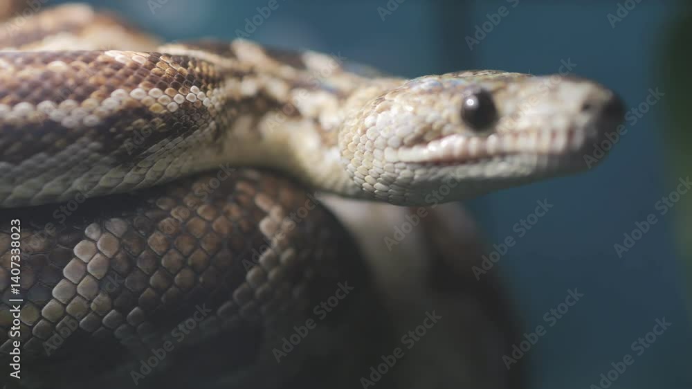 Snake is shown with its head up and its body curled up. The snake is brown and black in color Snake is shown with its head up and its body curled up. The snake is brown and black in color