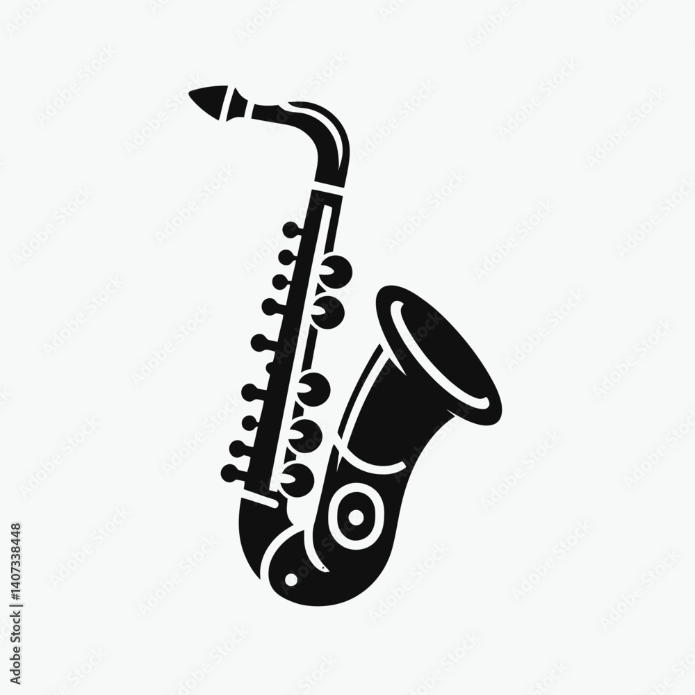 Naklejka premium Saxophone Bell Silhouettes in black on a white background
