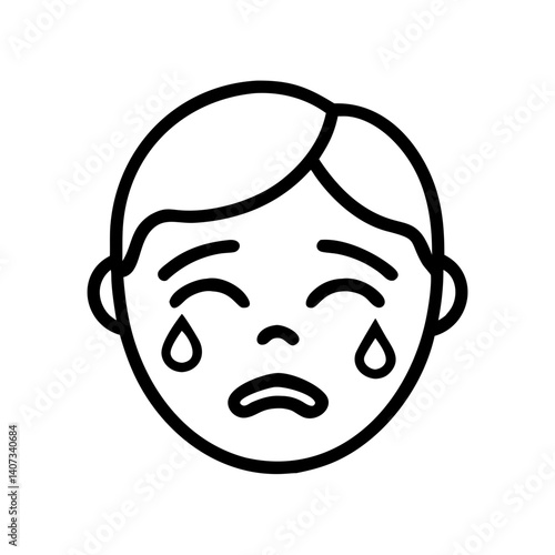 Crying face illustration expressing sadness and emotion.  