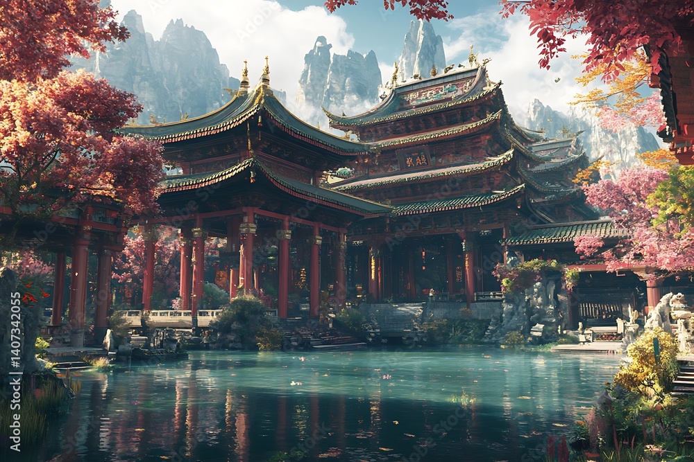 Obraz premium chinese temple in the night