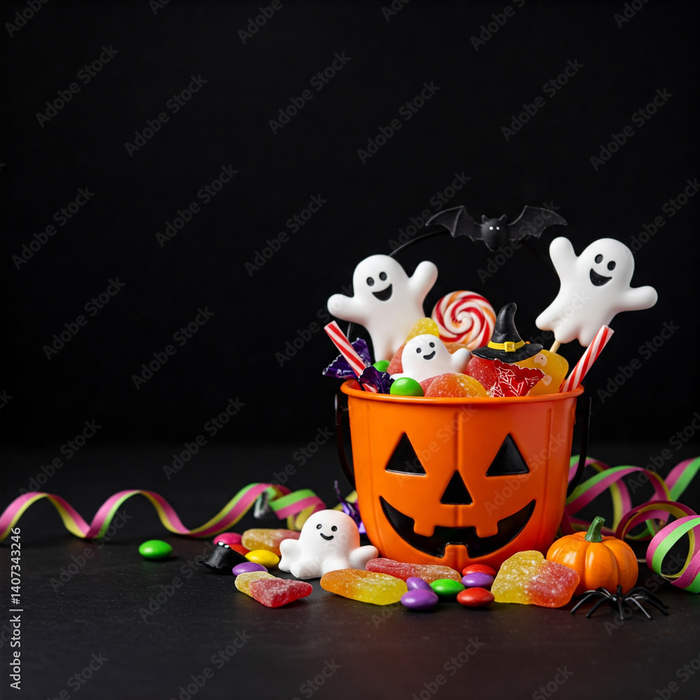 Obraz premium Halloween party decoration background pumpkin ghost