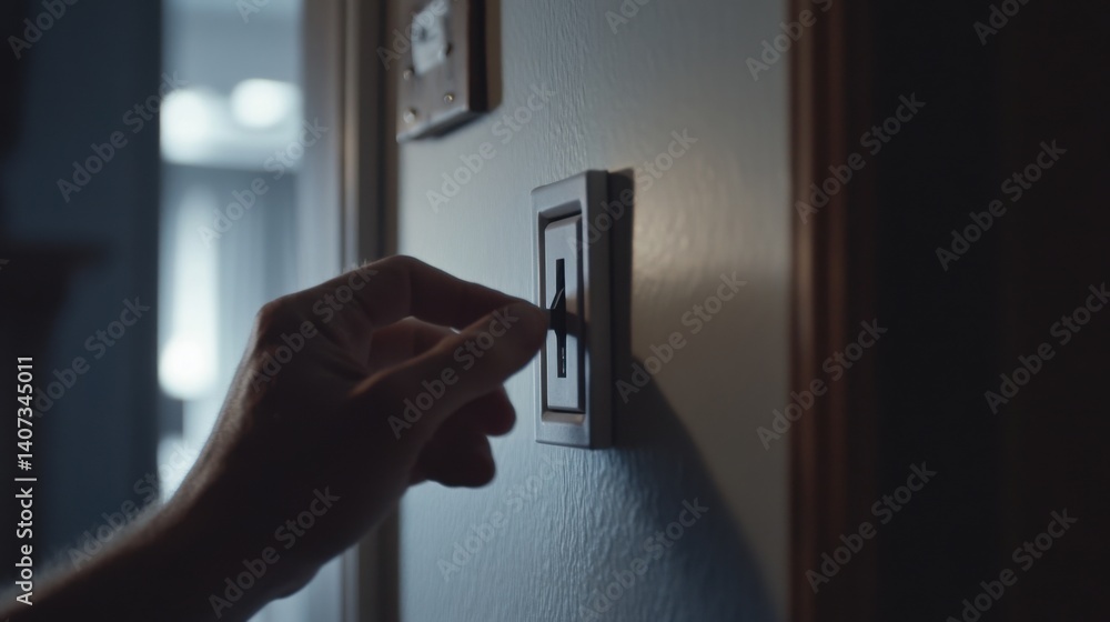 Fototapeta premium Electrician rewiring light switch in home. Featuring precision and expertise