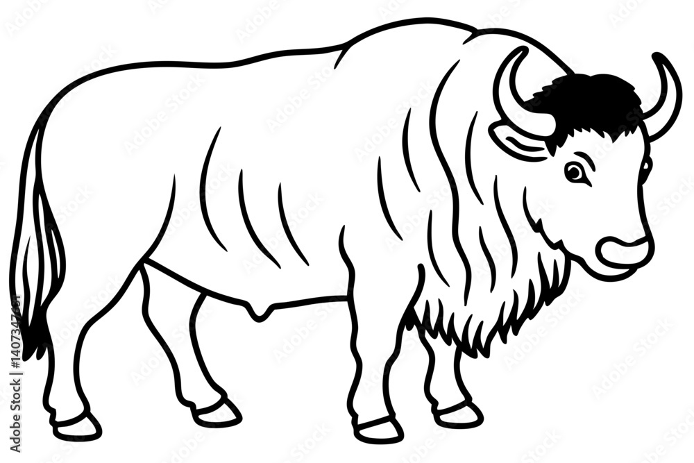 Fototapeta premium Musk Ox Elegant Linework