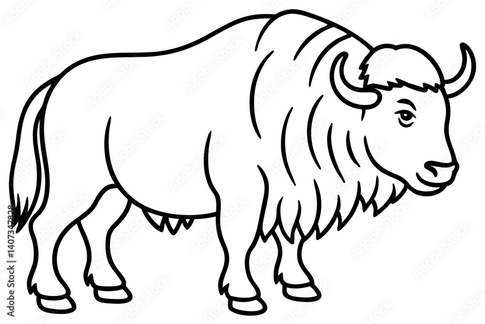 Fototapeta premium Musk Ox Elegant Linework