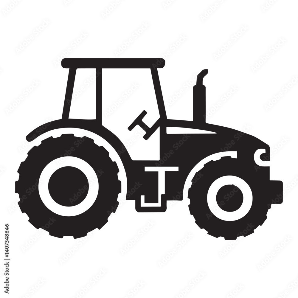 Obraz premium Farming tractor silhouette vector White Background.