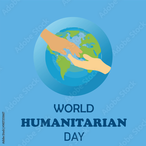 World Humanitarian Day. Humanitarian Day creative concept with world map and hands icons, for posters, banners, social media and more. Vector Illustration. EPS editable file.