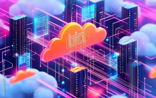 Abstract Futuristic Cloud Computing Network