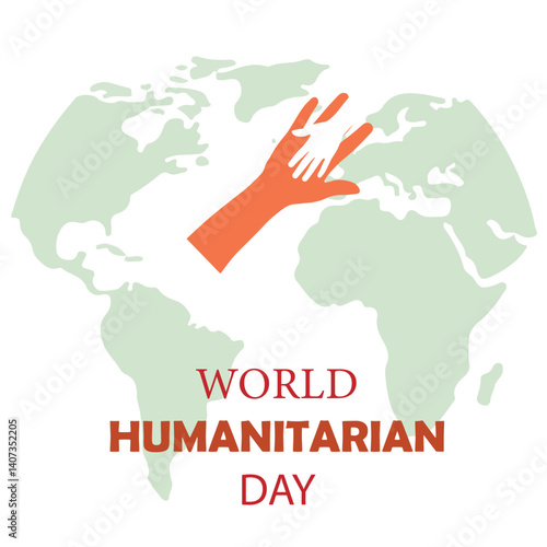 World Humanitarian Day. Humanitarian Day creative concept with hands icons, for posters, banners, social media and more. World map in background. Vector Illustration. EPS editable file.
