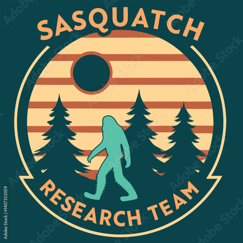 Sasquatch Research Team Retro Bigfoot Forest T-Shirt for Believers.
