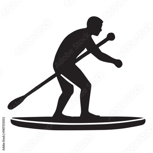 Paddle boarding silhouette vector standup paddle boarding SUP silhouettes White Background.