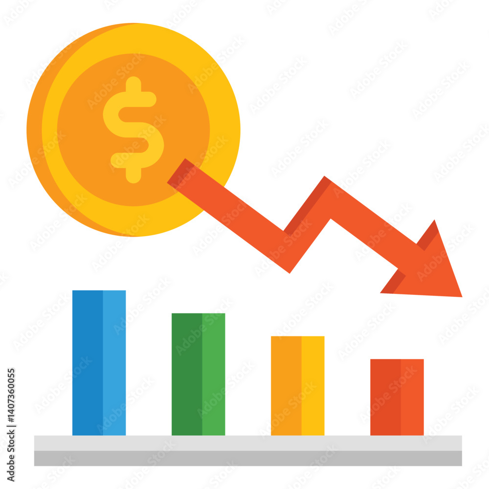 Market loss, Crisis, Graph, Financial, Business Icon, Flat style icon vector illustration, Suitable for website, mobile app, print, presentation, infographic and any other project. Market loss, Crisis, Graph, Financial, Business Icon, Flat style icon vector illustration, Suitable for website, mobile app, print, presentation, infographic and any other project.