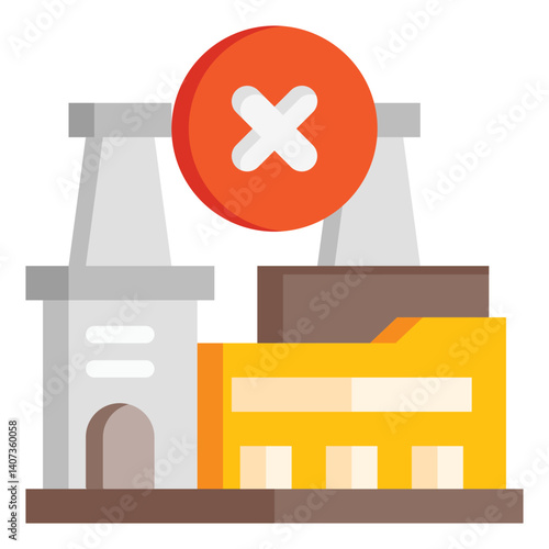 Foto factory, industry, shutdown, crisis, recession Icon, Flat style icon vector illustration, Suitable for website, mobile app, print, presentation, infographic and any other project