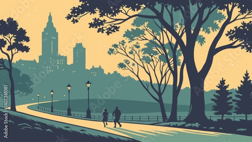 Twilight view of Central Park with city lights – New York
