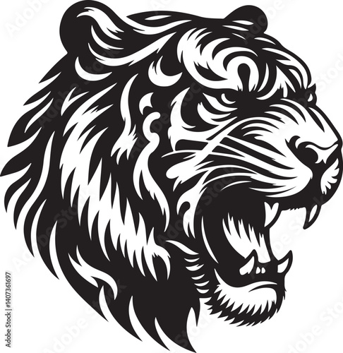 Wallpaper Mural Silhouette tiger face Torontodigital.ca