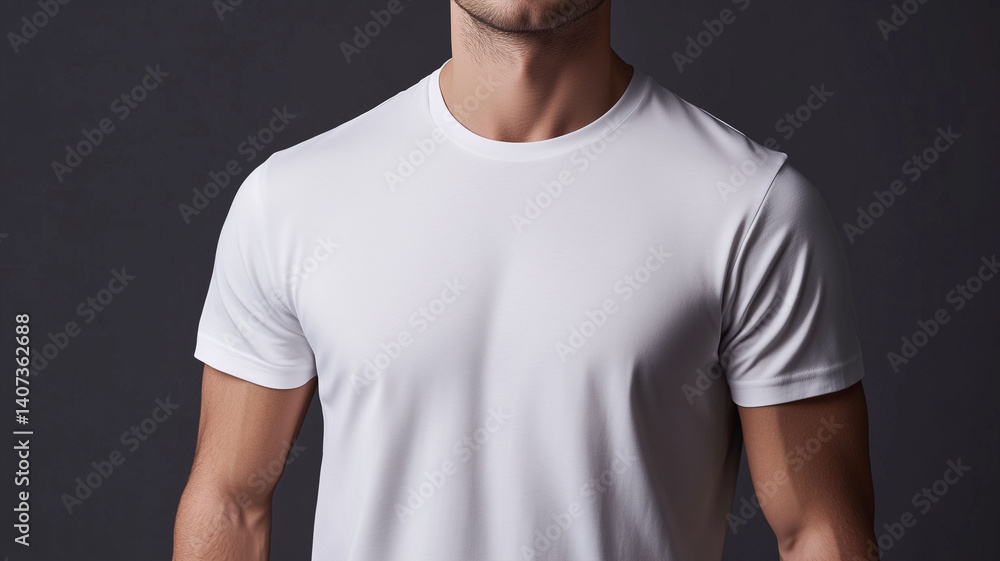 High Resolution Image of Male Model in Plain White T-Shirt with Neutral Gray Background for Apparel Mockup (2) High Resolution Image of Male Model in Plain White T-Shirt with Neutral Gray Background for Apparel Mockup (2)