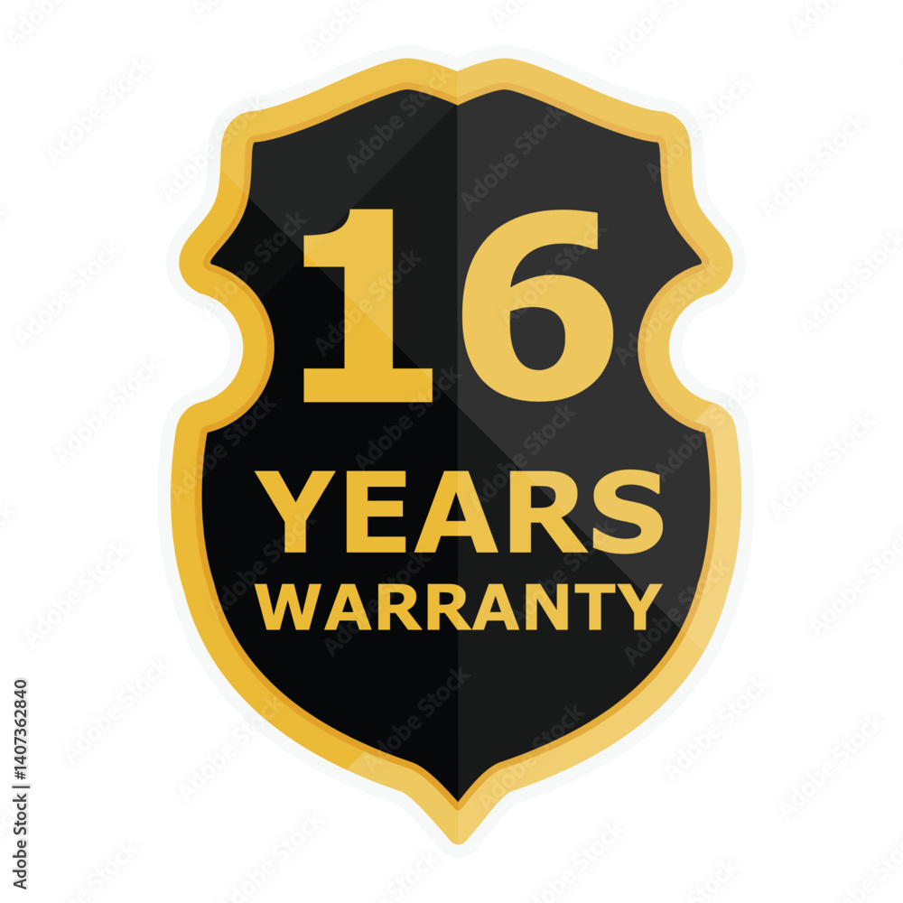 Fototapeta premium 16 Years warranty label, badge, icon, logo