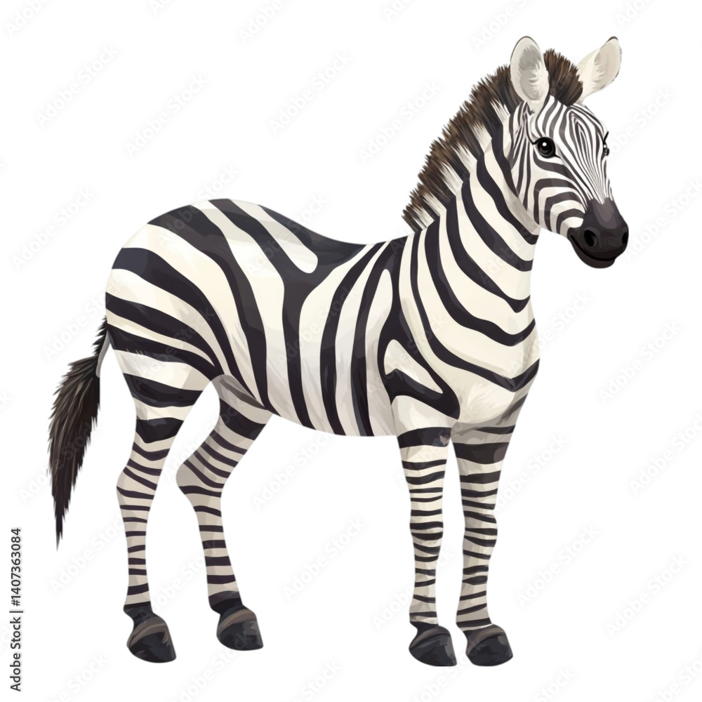 A majestic zebra standing tall against a black background its black and white stripes clearly visible a detailed illustration of an African animal A majestic zebra standing tall against a black background its black and white stripes clearly visible a detailed illustration of an African animal