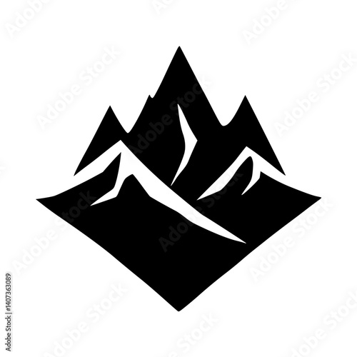 Minimalist Mountain Logo in Geometric Diamond Shape