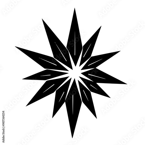 Black Geometric Starburst Design on White Background