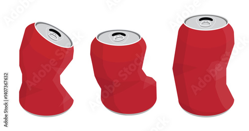 Collection of various crushed soda tin cans
