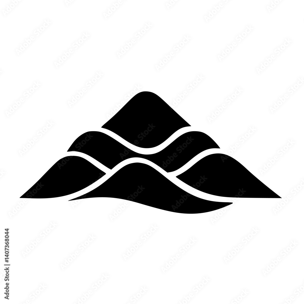 Minimalist Mountain & Wave Abstract Symbol, Black on White, Graphic Design Minimalist Mountain & Wave Abstract Symbol, Black on White, Graphic Design