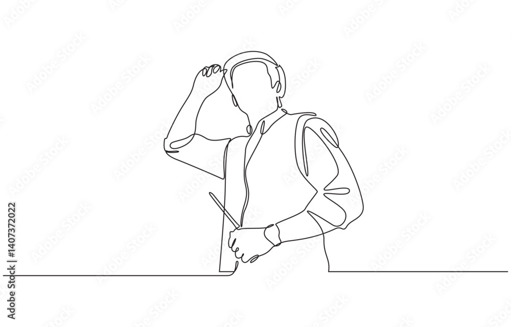 Engineering outline character line art illustration hand drawn engineer holding blueprint document, Continuous line drawing of project workers and construction activities. Engineering outline character line art illustration hand drawn engineer holding blueprint document, Continuous line drawing of project workers and construction activities.