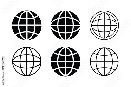 Set of Globe Icon Vector Illustration for Web and Design