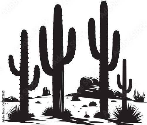 Cactus Desert Landscape Silhouette Bundle | Western SVG Scenes for Cricut & Laser Cutting


