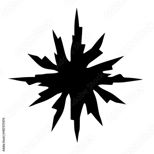 Abstract Black Burst on White: Explosion or Starburst Illustration