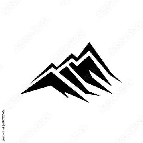 Minimalist Mountain Peak Logo Design, Black & White, Vector Illustration