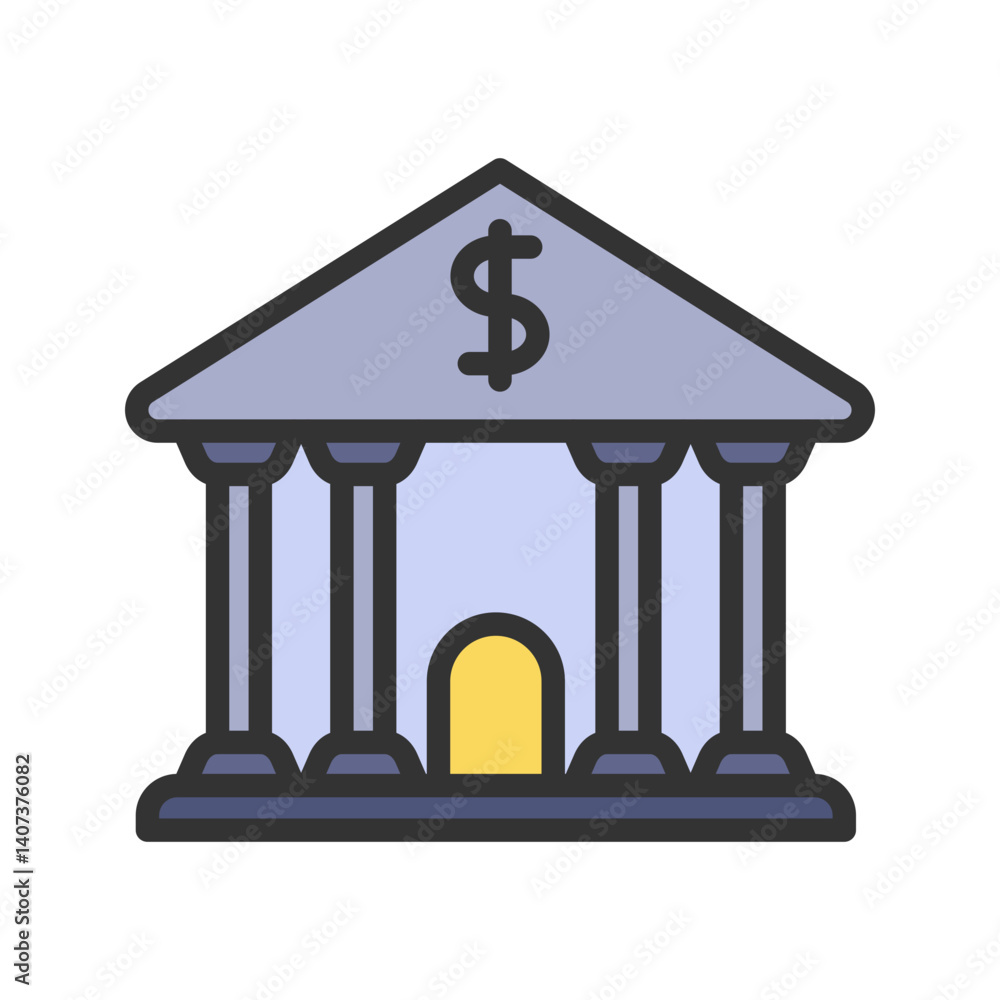 Bank icon vector image. Suitable for mobile apps, web apps and print media. Bank icon vector image. Suitable for mobile apps, web apps and print media.
