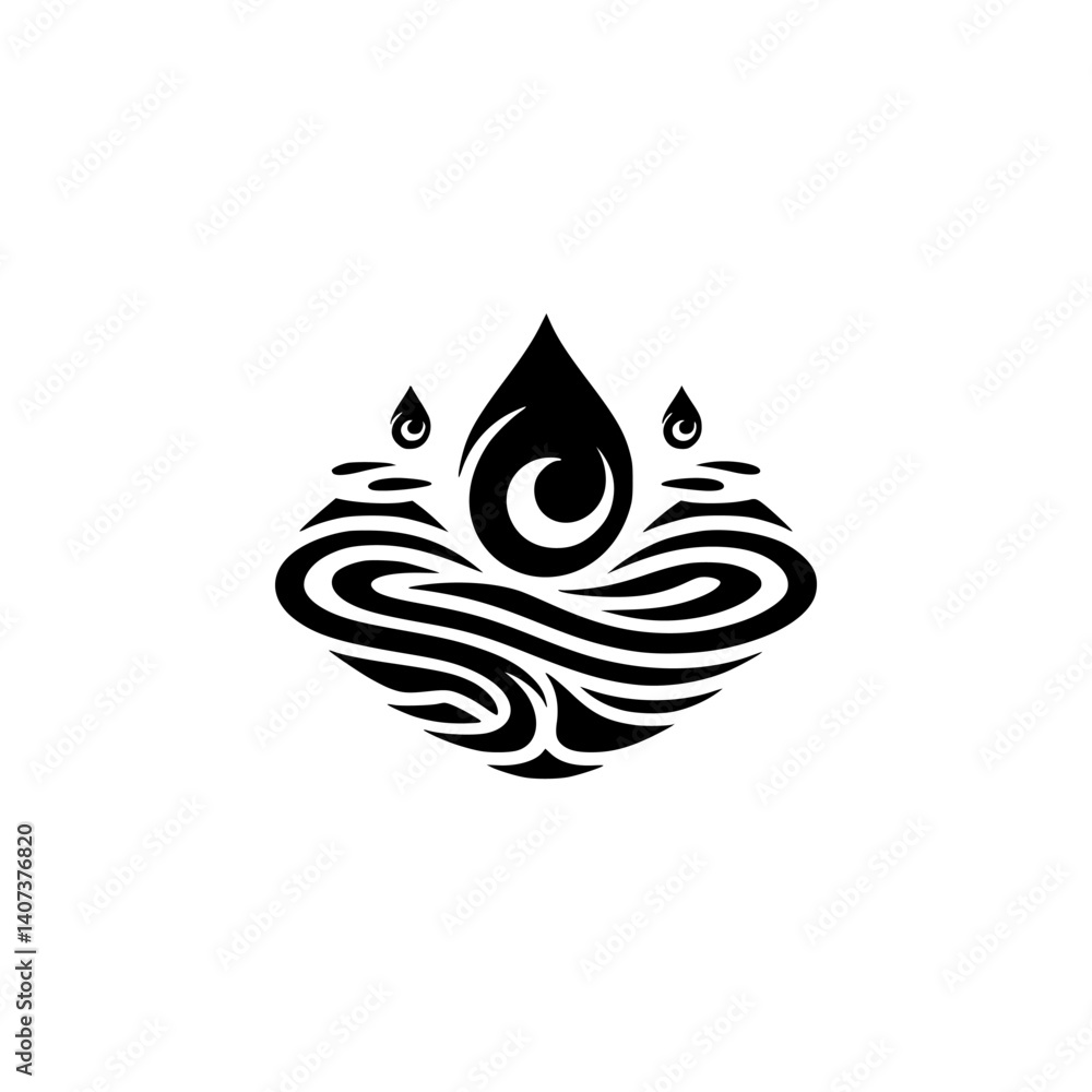 Obraz premium Abstract Water Drop Logo: Minimalist Fluid Art Icon