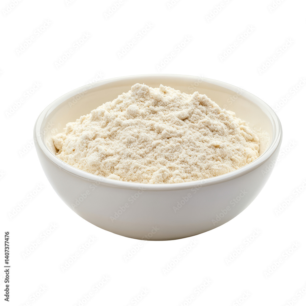Whey protein powder in a bowl on a clean transparent background for healthy nutrition and fitness routines, whey protein in a bowl on transparent background Whey protein powder in a bowl on a clean transparent background for healthy nutrition and fitness routines, whey protein in a bowl on transparent background