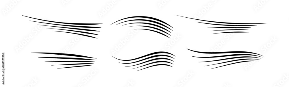 Flowing wind motion line. Air logo wave. Air movement and gust symbol pack. Vector Flowing wind motion line. Air logo wave. Air movement and gust symbol pack. Vector