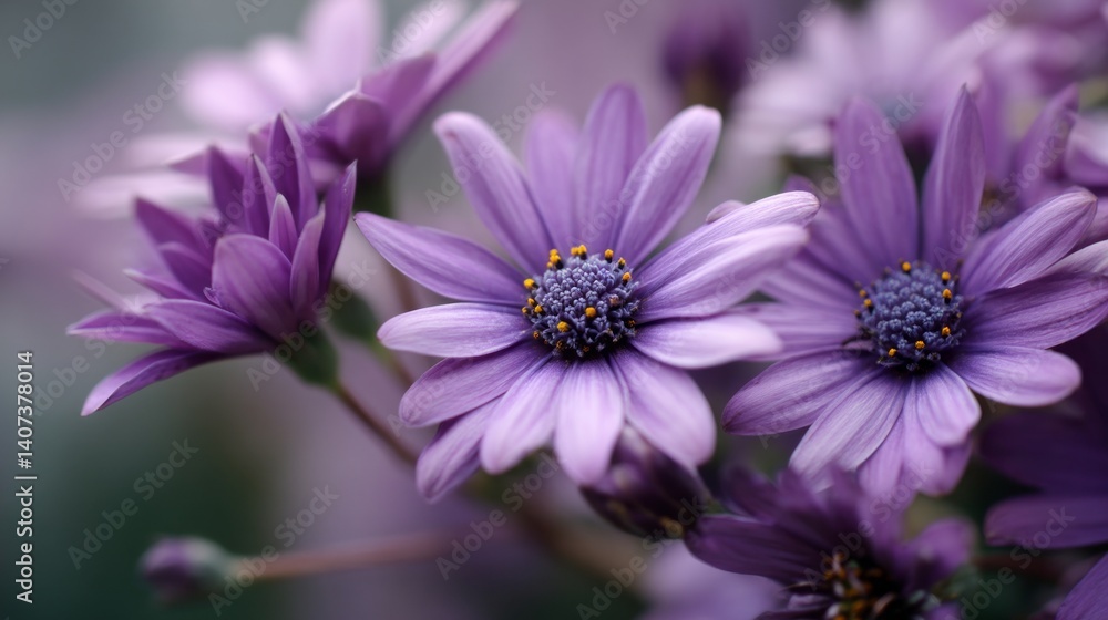 Close up image of purple flowers in bloom. Close up image of purple flowers in bloom.