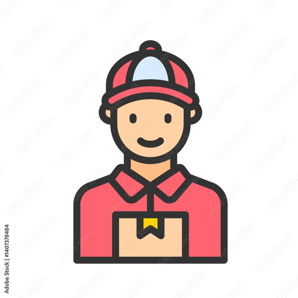 Delivery Man icon vector image. Suitable for mobile apps, web apps and print media. Delivery Man icon vector image. Suitable for mobile apps, web apps and print media.