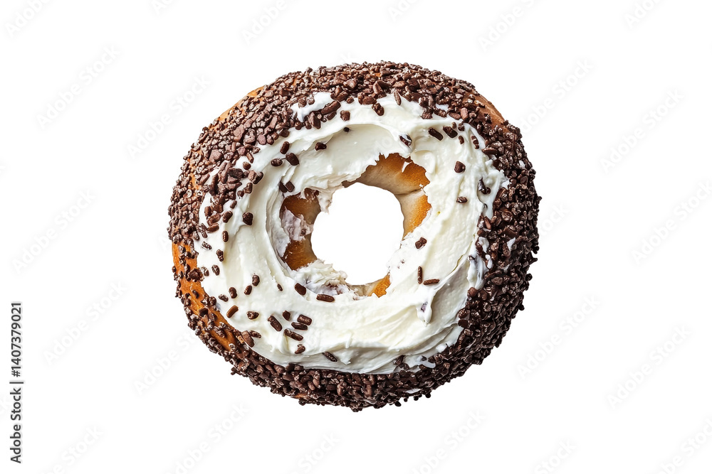 Isolated Bagel with Cream Cheese and Chocolate Sprinkles Isolated Bagel with Cream Cheese and Chocolate Sprinkles
