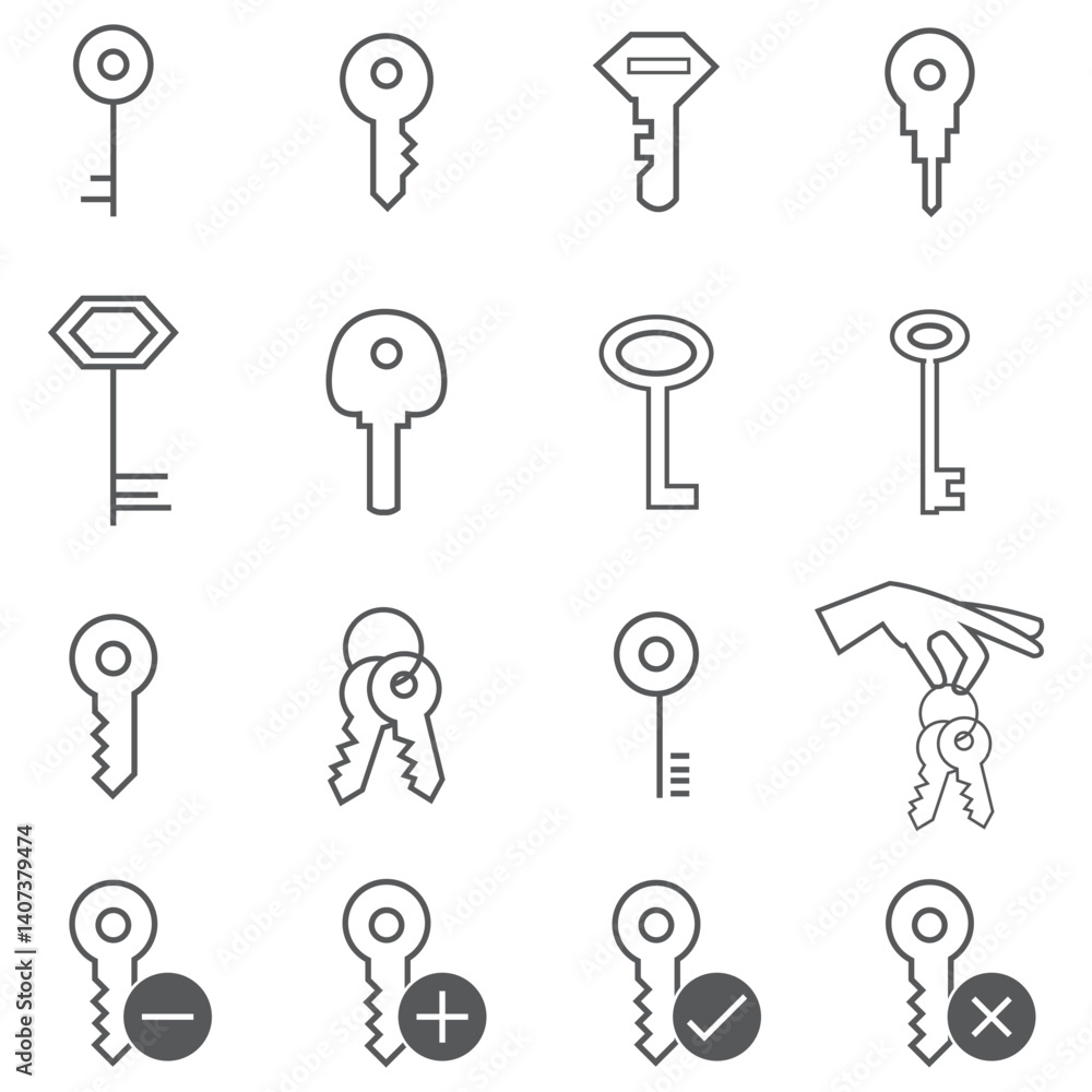 Key icon set. Key vector icon. Key symbol Key icon set. Key vector icon. Key symbol