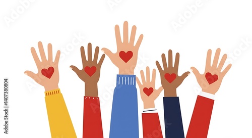Hands hearts volunteer community support charity donation social work concept