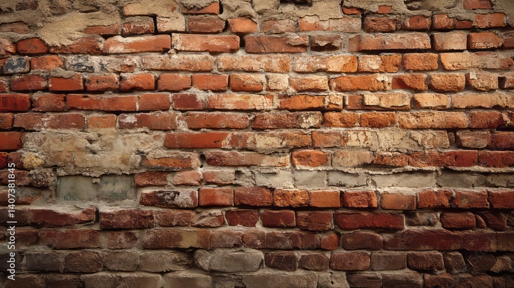 Fototapeta premium a weathered red brick wall.