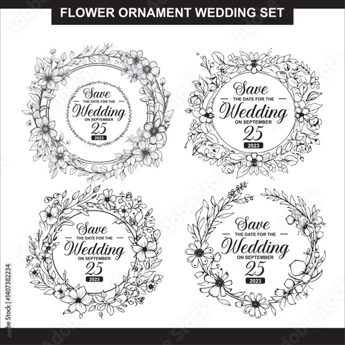 Flower Ornament Wedding Set Invitation 4