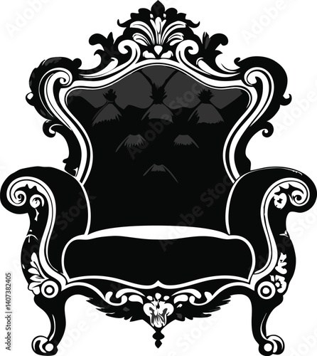 Scrollwork throne illustration silhouette black vector art work