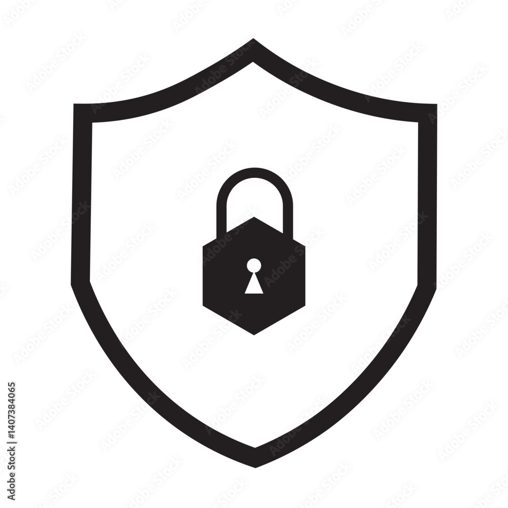 Shield check mark icon or security shield protection icon with tick symbol