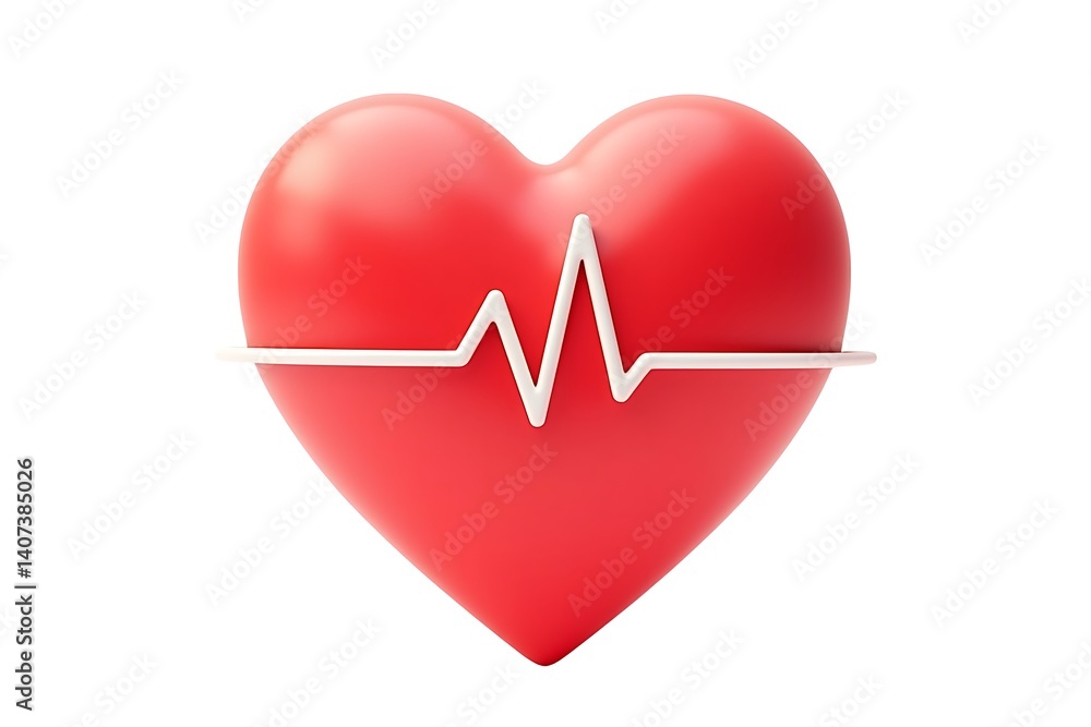 Healthy red heart heartbeat pulse 3D render Healthy red heart heartbeat pulse 3D render