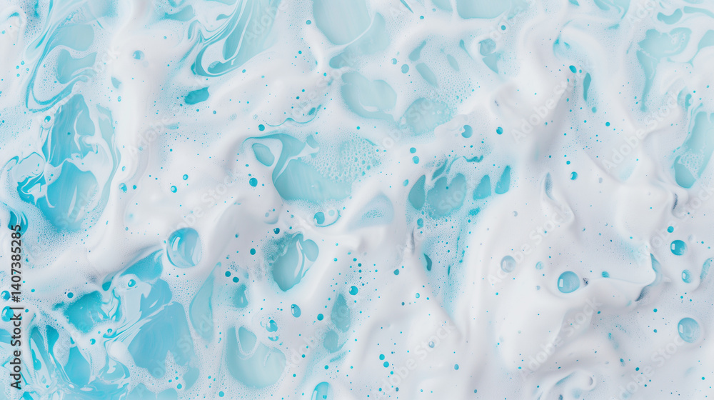 Naklejka premium The image is of a blue ocean with white foam. The foam is scattered throughout the ocean, creating a sense of movement and energy. The blue color of the ocean