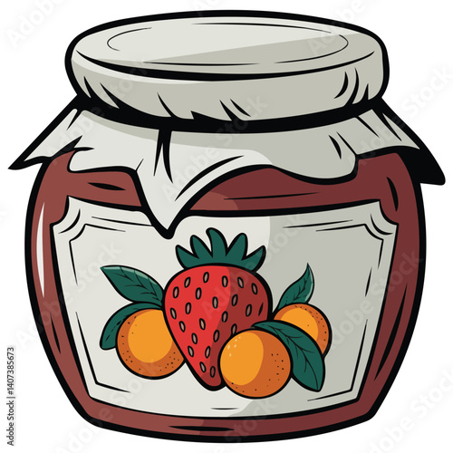 glass jam jar tied with fabric isolated vector illustration on white background