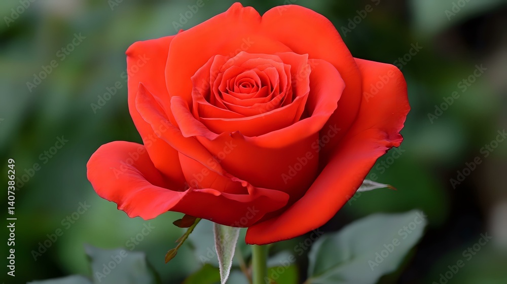 A perfectly symmetrical bright red rose in full bloom, ultra-sharp focus, soft blurred background, fine lighting accentuating natural texture A perfectly symmetrical bright red rose in full bloom, ultra-sharp focus, soft blurred background, fine lighting accentuating natural texture