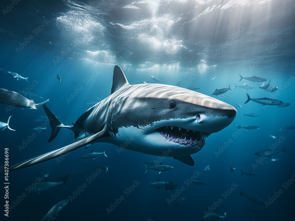 Fototapeta premium Shark's magnetic sense guiding precise navigation, showing its natural instinct in action