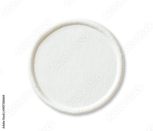 Empty round fabric patch isolated on transparent background. PNG. Mockup design