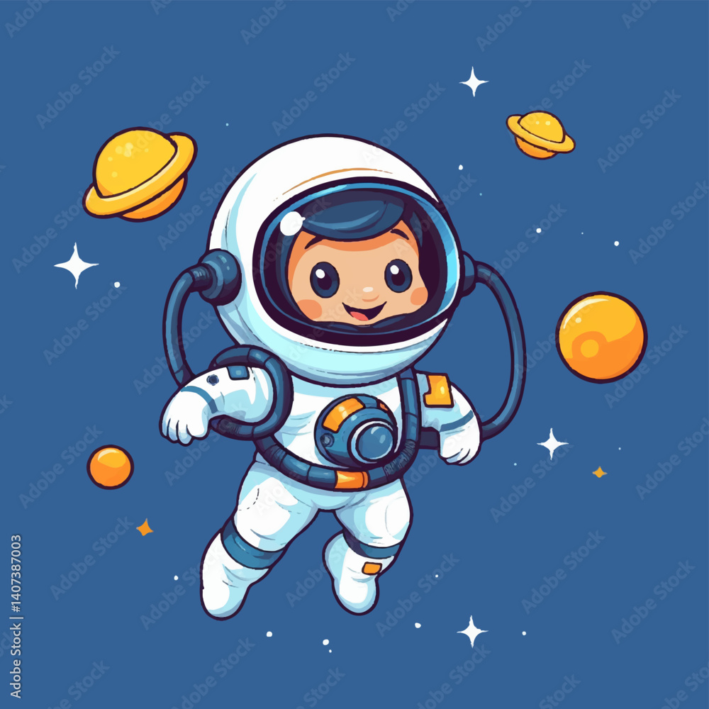 Naklejka premium Astronaut Boy Mascot logo galaxy